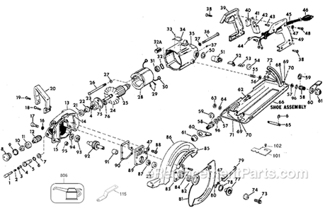 Page A Diagram and Parts List for 3052 Type 2 Black and Decker Circular Saw
